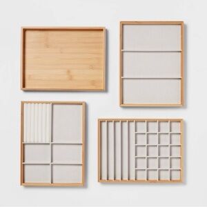 Brightroom 9”x12” Stackable Bamboo Accessory / Jewelry Organization Set w/ Lid